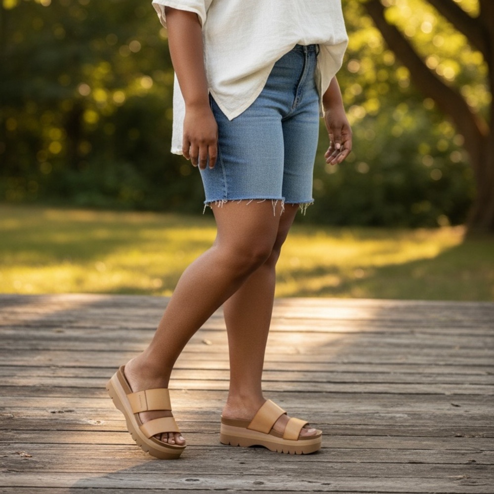 Dream Pairs Women's Platform, Slides, Sandals, Arch Support, Cork Cushion, Wedge